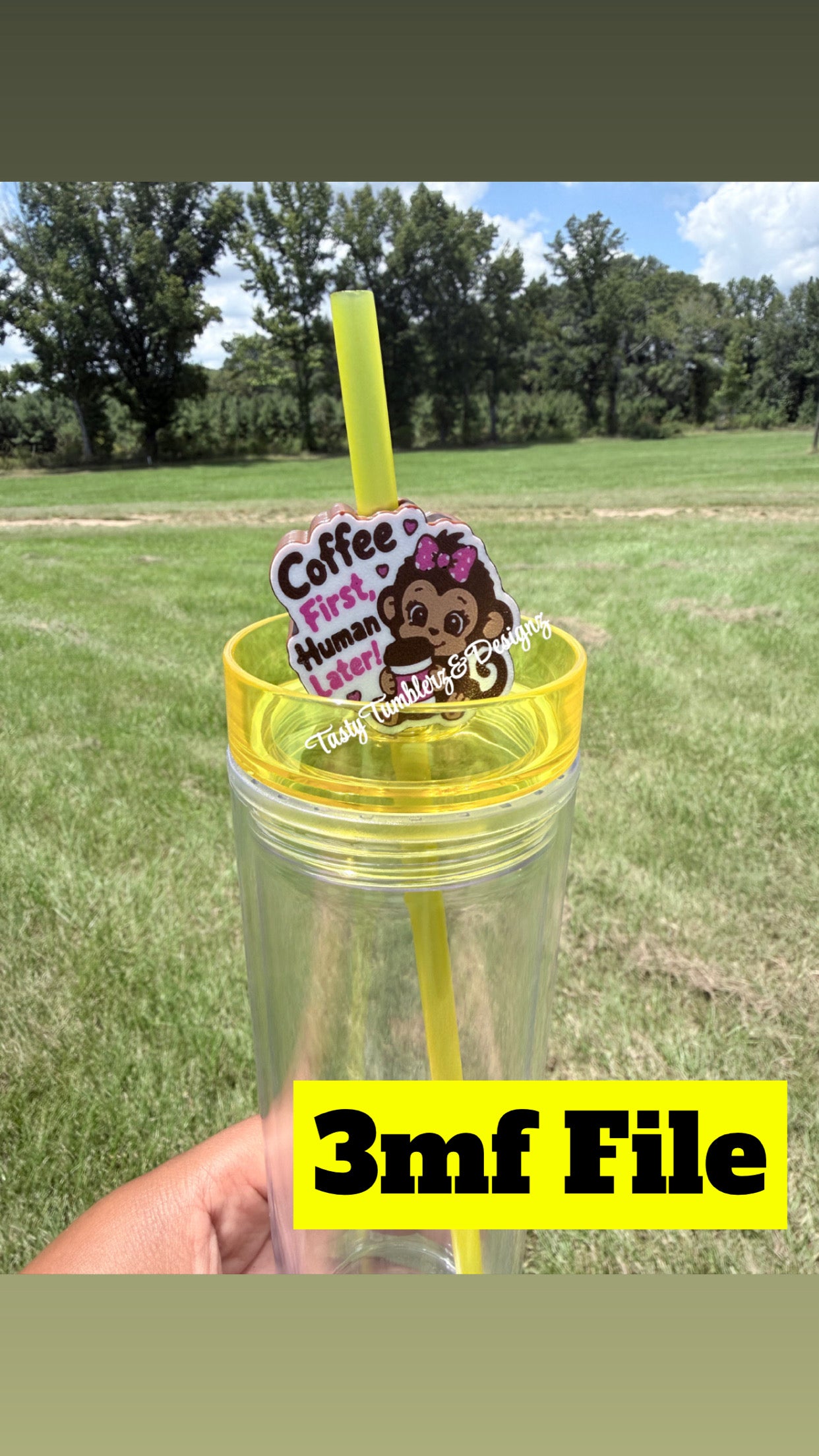 Coffee First Human Later Monkey Straw Topper 3mf
